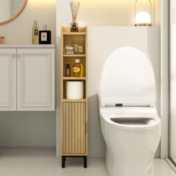 5‑Tier Corner Toilet Paper Storage Cabinet, Freestanding Bathroom Organizer With Door and Adjustable Shelf For Small Spaces