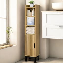 5‑Tier Corner Toilet Paper Storage Cabinet, Freestanding Bathroom Organizer With Door and Adjustable Shelf For Small Spaces