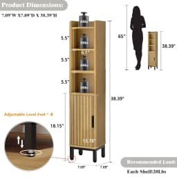 5‑Tier Corner Toilet Paper Storage Cabinet, Freestanding Bathroom Organizer With Door and Adjustable Shelf For Small Spaces