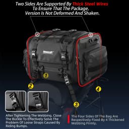 Rhinowalk Motorcycle Rack Bag Waterproof 19L-80L Expandable Big Capacity Motor Travel Back Luggage Trunk For Most Motorcycles