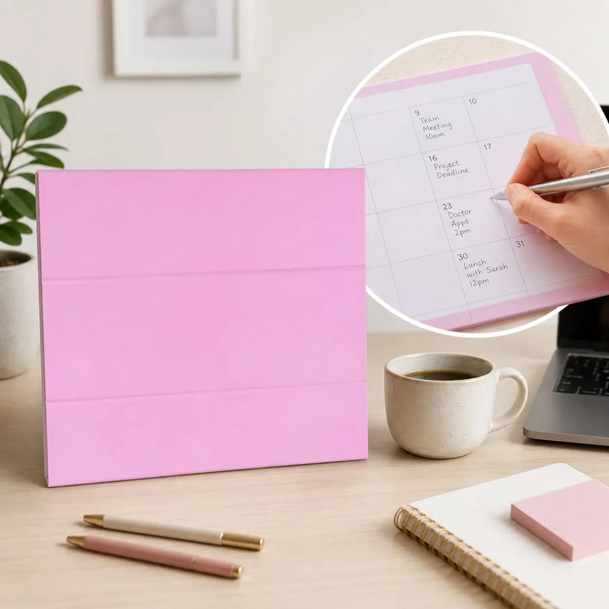 Monthly Desktop Planner Pink