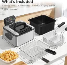 Electric Deep Fryer with 3 Baskets, 4.75QT Stainless Steel Countertop
