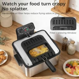 Electric Deep Fryer with 3 Baskets, 4.75QT Stainless Steel Countertop