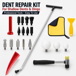 Auto Dent Repair Tool Kit for Shallow Car Body Dent Repair With T-Handle Rod, Rubber Mallet, Repair Tips And Wedge Tools For Garage And DIY Vehicle Maintenance