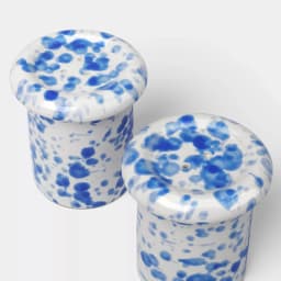 Blue Splatter Stoneware Salt And Pepper Shaker Set - Kitchen Seasoning Dispenser Set