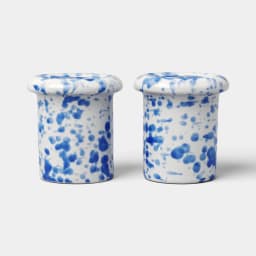 Blue Splatter Stoneware Salt And Pepper Shaker Set - Kitchen Seasoning Dispenser Set