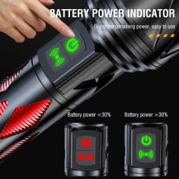 BORUiT 1000LM Long Range Zoomable LED Flashlight with 80DB Buzzer Type-C Rchargeable 26650 Battery Power Bank Torch Waterproof Home Emergency Camping Lantern