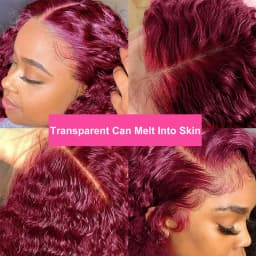 Water Wave 99J Burgundy 13x6 Lace Frontal Wig Human Hair 30 34Inch HD Lace Front Wigs Red Wine Curly Wigs PrePlucked 200 Density