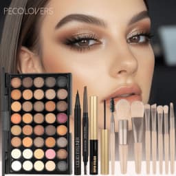 12PCS All-in-One Eye & Brow Makeup Set, 40 Shades Eyeshadow Palette, Eyebrow Pencil, Quick-Dry Liquid Eyeliner, Volumizing Curling Mascara with Brushes, Waterproof Sweat-proof, Matte Shimmer Glitter Eyeshadow Kit for Beginners Daily Party Makeup