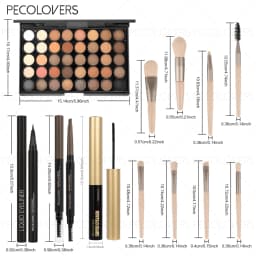 12PCS All-in-One Eye & Brow Makeup Set, 40 Shades Eyeshadow Palette, Eyebrow Pencil, Quick-Dry Liquid Eyeliner, Volumizing Curling Mascara with Brushes, Waterproof Sweat-proof, Matte Shimmer Glitter Eyeshadow Kit for Beginners Daily Party Makeup