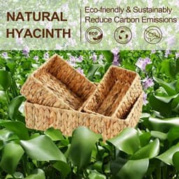 Wicker Baskets for Organizing 3Pack, Large and Small Wicker Storage Baskets Set, Hand Woven Baskets for Storage, Natural Water Hyacinth Storage Baskets for Pantry Shelf