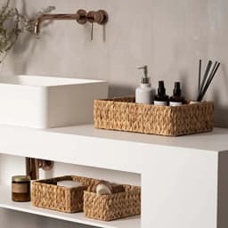 Wicker Baskets for Organizing 3Pack, Large and Small Wicker Storage Baskets Set, Hand Woven Baskets for Storage, Natural Water Hyacinth Storage Baskets for Pantry Shelf