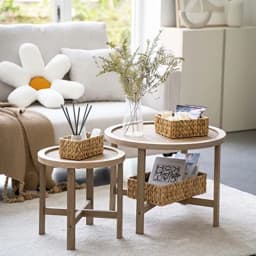Wicker Baskets for Organizing 3Pack, Large and Small Wicker Storage Baskets Set, Hand Woven Baskets for Storage, Natural Water Hyacinth Storage Baskets for Pantry Shelf