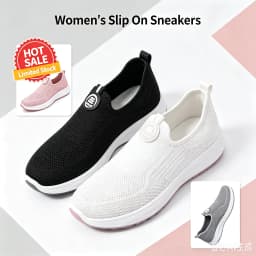 2026 New Women Slip On Walking Sneakers Breathable Flying Knit Mesh Casual Loafers Lightweight Cushion Platform Non Slip Soft Sole Comfort Athletic Footwear Multicolor Lazy Slip-in Trainers Plus Size 35-44 For Daily Shopping Gym Workout Travel Outdoor Eld