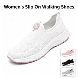 2026 New Women Slip On Walking Sneakers Breathable Flying Knit Mesh Casual Loafers Lightweight Cushion Platform Non Slip Soft Sole Comfort Athletic Footwear Multicolor Lazy Slip-in Trainers Plus Size 35-44 For Daily Shopping Gym Workout Travel Outdoor Eld