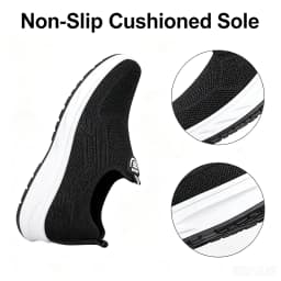 2026 New Women Slip On Walking Sneakers Breathable Flying Knit Mesh Casual Loafers Lightweight Cushion Platform Non Slip Soft Sole Comfort Athletic Footwear Multicolor Lazy Slip-in Trainers Plus Size 35-44 For Daily Shopping Gym Workout Travel Outdoor Eld