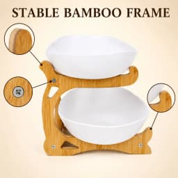 2/ 3 Layer Luxurious Wooden Elegant Fruit Rack - Double-Layer Fruit Bowl, Creative Candy Display - Natural Wood, Living Room Snack Tray, Space Saving Design, Easy Assembly, Father's Day Gift, Dessert Kitchen Service Tray