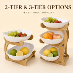 2/ 3 Layer Luxurious Wooden Elegant Fruit Rack - Double-Layer Fruit Bowl, Creative Candy Display - Natural Wood, Living Room Snack Tray, Space Saving Design, Easy Assembly, Father's Day Gift, Dessert Kitchen Service Tray