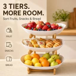 2/ 3 Layer Luxurious Wooden Elegant Fruit Rack - Double-Layer Fruit Bowl, Creative Candy Display - Natural Wood, Living Room Snack Tray, Space Saving Design, Easy Assembly, Father's Day Gift, Dessert Kitchen Service Tray