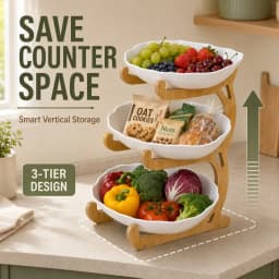 2/ 3 Layer Luxurious Wooden Elegant Fruit Rack - Double-Layer Fruit Bowl, Creative Candy Display - Natural Wood, Living Room Snack Tray, Space Saving Design, Easy Assembly, Father's Day Gift, Dessert Kitchen Service Tray