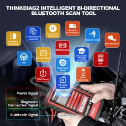 Thinkcar Thinkdiag 2 OBD2 Bluetooth Diagnostic Tool Full System Diagnose OBD2 Diagnostic Scanner for iOS & Android, THINKCAR Bluetooth Scan Tool with CAN-FD Protocol, 15+ Reset Functions, ECU Code, Active Test, AutoVIN, 1 Year Update