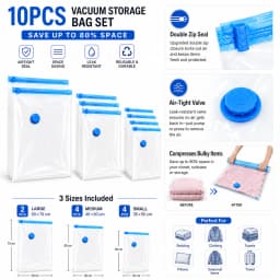 10pcs Vacuum Compression Bags with Hand Pump,For Bedding & Clothes - Vacuum Bag For Mattress, Travel Bags,Clothes Storagse Bag