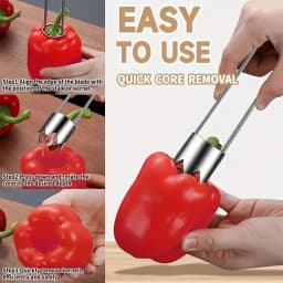 Stainless Steel Fruit Vegetable Corer, Efficient Core Remover Tool for Apple Pepper Tomato Cucumber, Easy Home Kitchen Gadget
