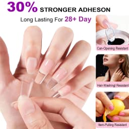 Solid Nail Glue Gel for False Tips, 4PCS 8ml Strong Adhesion for Press on Acrylic Tips, Clear Hard Gel 3D Sculpting