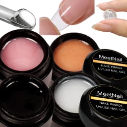 Solid Nail Glue Gel for False Tips, 4PCS 8ml Strong Adhesion for Press on Acrylic Tips, Clear Hard Gel 3D Sculpting