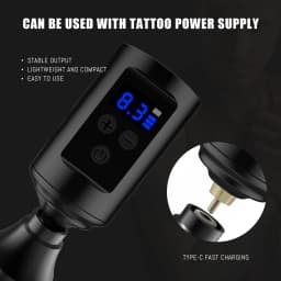Aluminum Alloy Wireless Tattoo Machine Kit Complete, Rotary Tattoo Gun, 7 Hour Battery Life, Cordless Tattoo Pen, 10 Cartridge Needles-3RL 9RM,10 Ink,Extra 30ML Black Ink Full Tattoo Supply Equipment for Beginners, Body Art Makeup Gift