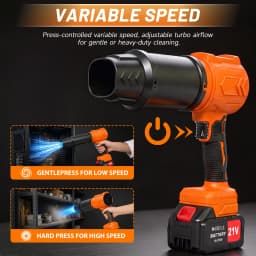 21V Cordless Leaf Blower Lightweight Variable Speed Storm Gun 950000RPM with 2X4.0Ah Batteries and Charger for Dust Removal Snow Clearing Yard Cleaning