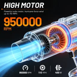 21V Cordless Leaf Blower Lightweight Variable Speed Storm Gun 950000RPM with 2X4.0Ah Batteries and Charger for Dust Removal Snow Clearing Yard Cleaning