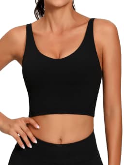 Womens' Sports Bra Longline Wirefree Padded with Medium Support Crop Tank Yoga Bras Workout Fitness Top