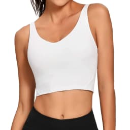 Womens' Sports Bra Longline Wirefree Padded with Medium Support Crop Tank Yoga Bras Workout Fitness Top
