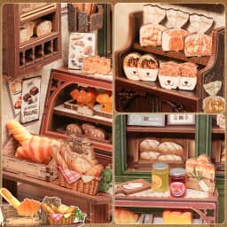 Original CUTEBEE 216pcs Mrs.Hunt Bakery Book Nook Kit DIY Miniature House Bakery Dessert Shop Dollhouse Booknook for Adults Tiny House Bookshelf Decor 3D Wooden Puzzle DIY Craft Gifts for Family Friends book nook para montar gifts for books fans
