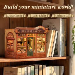 Original CUTEBEE 216pcs Mrs.Hunt Bakery Book Nook Kit DIY Miniature House Bakery Dessert Shop Dollhouse Booknook for Adults Tiny House Bookshelf Decor 3D Wooden Puzzle DIY Craft Gifts for Family Friends book nook para montar gifts for books fans