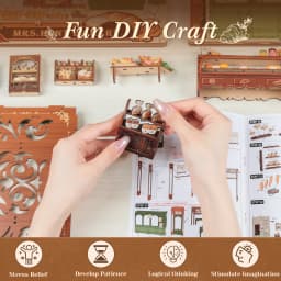 Original CUTEBEE 216pcs Mrs.Hunt Bakery Book Nook Kit DIY Miniature House Bakery Dessert Shop Dollhouse Booknook for Adults Tiny House Bookshelf Decor 3D Wooden Puzzle DIY Craft Gifts for Family Friends book nook para montar gifts for books fans