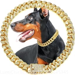 Luxury Gold Metal Dog Chain Collar Bling Pet Jewelry Necklace For Small Medium Large Dogs Cats Fashion Pet Accessory