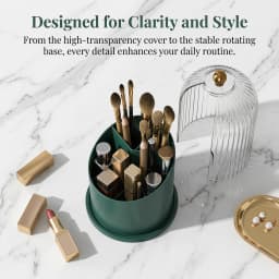 360° Rotating Multifunction Clear Dustproof Skincare Cosmetic Tools Storage Organizer, Makeup Brush Holder With Lid For Vanity Desktop Bathroom Countertop, Desk Organizer Creative Birdcage Large Capacity Lipstick, Lip Gloss