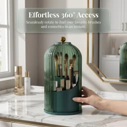 360° Rotating Multifunction Clear Dustproof Skincare Cosmetic Tools Storage Organizer, Makeup Brush Holder With Lid For Vanity Desktop Bathroom Countertop, Desk Organizer Creative Birdcage Large Capacity Lipstick, Lip Gloss