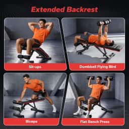 MERACH Adjustable Weight Bench Foldable 108 Angles Training Bench with Headrest Extended Backrest 450 kg Capacity Steel Frame Workout Bench for Home Gym Bench Press Incline Decline Ab Exercise Space Saving Multifunctional Training Bench for Home