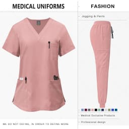 Women Pink Medical Scrubs Set Clinical Work Uniform Comfort Hospital Pharmacy Oral Dental Surgery Nurse Doctor Workwear Professional Medical Supply