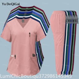 Women Pink Medical Scrubs Set Clinical Work Uniform Comfort Hospital Pharmacy Oral Dental Surgery Nurse Doctor Workwear Professional Medical Supply