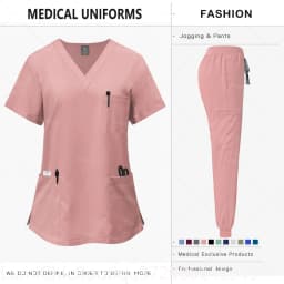Women Pink Medical Scrubs Set Clinical Work Uniform Comfort Hospital Pharmacy Oral Dental Surgery Nurse Doctor Workwear Professional Medical Supply
