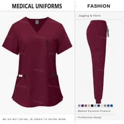 Women Pink Medical Scrubs Set Clinical Work Uniform Comfort Hospital Pharmacy Oral Dental Surgery Nurse Doctor Workwear Professional Medical Supply