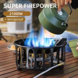 Portable Outdoor Burner Stove, 21,000-Watt Camping Backpacking Stove, Outdoor High-Flame Seven-Star Stove, with Fuel Canister Adapter and Piezo Igniter, Foldable Windproof Camping Gas Stove, Ideal for Picnics, Hiking, and Outdoor Backpacking Trips