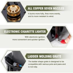 Portable Outdoor Burner Stove, 21,000-Watt Camping Backpacking Stove, Outdoor High-Flame Seven-Star Stove, with Fuel Canister Adapter and Piezo Igniter, Foldable Windproof Camping Gas Stove, Ideal for Picnics, Hiking, and Outdoor Backpacking Trips