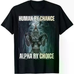 100% [100% ] Ootd T 100% Cotton Human By Chance By Choice Cool Funny Alpha Wolf Meme T- T- Golf Gift T-Shirt For Men And Women