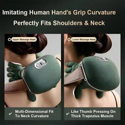 Electric Neck Massager Shoulder Massager with Heat Therapy Deep Tissue Massage Portable Rechargeable Cervical Massager for Relaxation Stress Relief Office Workers Muscle Recovery Handheld Massage Device with Human Hand Simulation Kneading Nodes Multi Mode