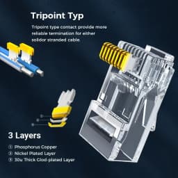 ZoeRax 200-Pack RJ45 Cat6 Pass Through Connector RJ45 Modular Plugs for CAT6 CAT5E Solid or Stranded FTP/UTP Cable